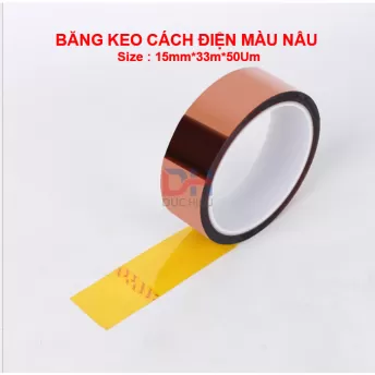 Băng keo chịu nhiệt độ cao màu nâu Polyimide, Kapton, băng dính dán bảng mạch điện tử, bảo vệ bảng mạch PC, CPU
